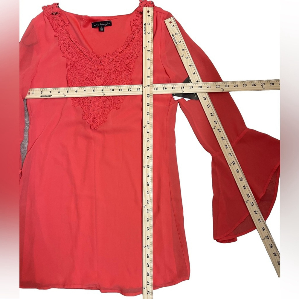 NWT City Triangles Coral Crochet Detail Bell Sleeve Dress - Size Women’s Small - Picture 6 of 8